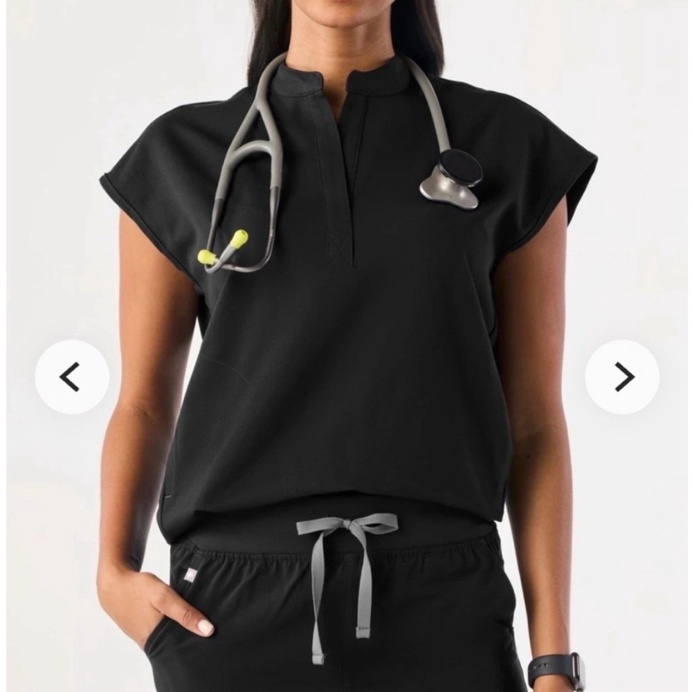 Figs Rafaela Scrub Top Black Short Sleeve - XXSmall